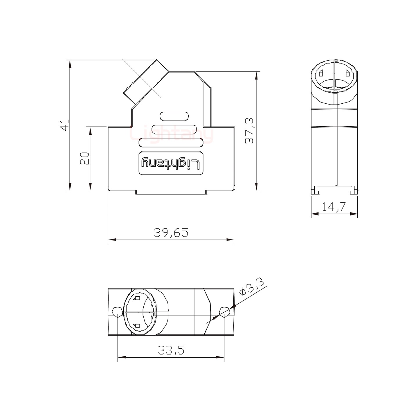 3W3公短體焊線20A+15P金屬外殼1679斜出線4~12mm